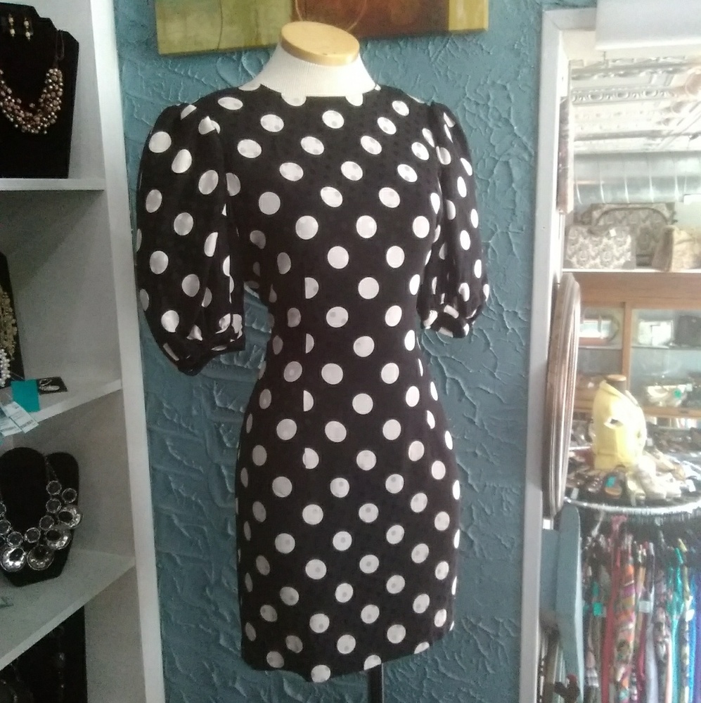 Retro Black and White Silk Dress